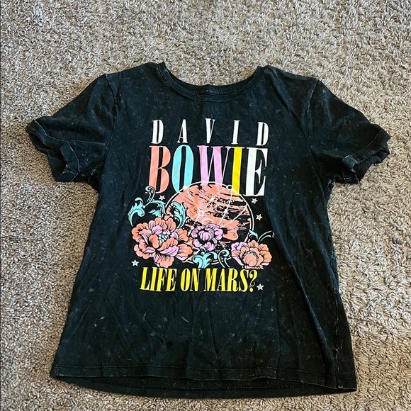 Bowie Tops - David Bowie Black Graphic Tee